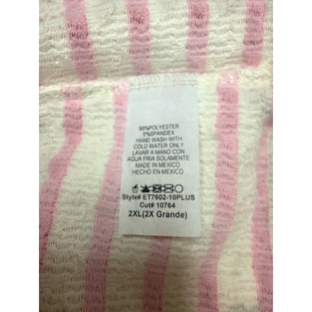 Heimish USA Pink White Striped Henley Top 2XL Plus Size Textured Short Sleeve - Picture 4 of 6